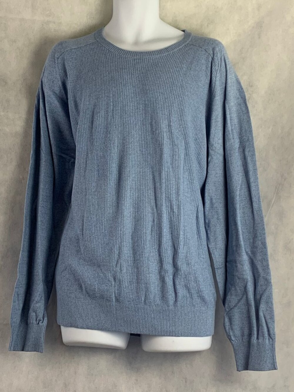 IZOD Men's Hyannis Waffle-Knit Crewneck Pullover Sweater, Ocean Light Blue, XXL
